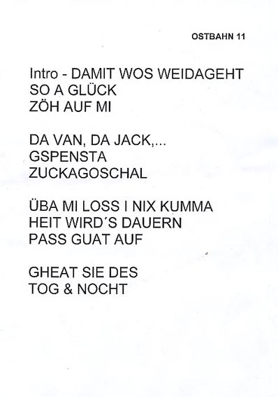 Setlist KUGA 2003, dritte Seite.